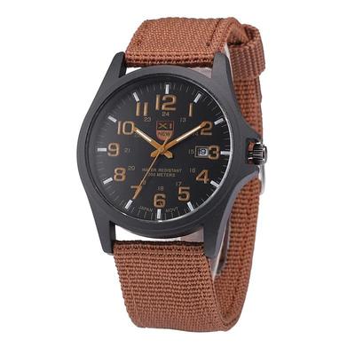 Quartz Watch for Men Analog Quartz Canvas Strap Watches Men Casual Auto Date Quartz Watch Military Army Green Watch Simple Analog Sport Man Wrist Watch