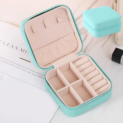 Portable Mini Jewelry Storage Box Travel Organizer Jewelry Case Leather Storage Earrings Necklace Ring Jewelry Organizer Display