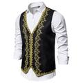 Men's Vest Waistcoat Christmas Wedding Party New Year Medieval Renaissance Summer Spring Vintage Style Embroidery Polyester Cosplay Color Block V Neck Skinny Black White Red Vest