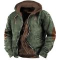 Men's Hoodie Full Zip Hoodie Fleece Jacket Thick Hoodies Army Green Blue Khaki Hooded Color Block Patchwork Sports Outdoor Daily Holiday Vintage Streetwear Cool Fall Winter Clothing Apparel