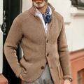 Men's Sweater Cardigan Sweater Jacket Blazer Waffle Knit Stand Collar Cropped Knitted Solid Color Long Sleeve Basic Stylish Outdoor Daily Clothing Apparel Fall Winter Blue Khaki S M L