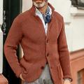 Men's Sweater Cardigan Sweater Jacket Blazer Waffle Knit Stand Collar Cropped Knitted Solid Color Long Sleeve Basic Stylish Outdoor Daily Clothing Apparel Fall Winter Blue Khaki S M L