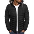 Men's Black Hoodie Bubble Coats Puffer Plain Jackets Winter Warm Quilted Zip Up Outwear Lightweight Padded Puffer Jacket with Hood Solid Jackets Thick Coat Winter Jacket Windproof Climbing Fishing