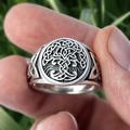 stainless steel yggdrasil tree of life ring celtic jewelry protection irish triquetra accessories men women