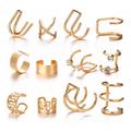 LUREME 12 Pcs Ear Cuff Creative and Simple C-shaped Ear Clip Set Ear Cuffs for Non Pierced Ears for Women and Girls