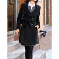 Women's Winter Coat Long Wool Blend Coat Fall Long Overcoat with Belt Single Breasted Lapel Pea Coat Trench Coat Slim Fit Elegant Fashion Outerwear