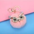 Lovel Owl Pendant Keychains for Girls Boy Fluffy Fur Ball Pompon Key Chain Charm Women Bag Key Ring Women Gift