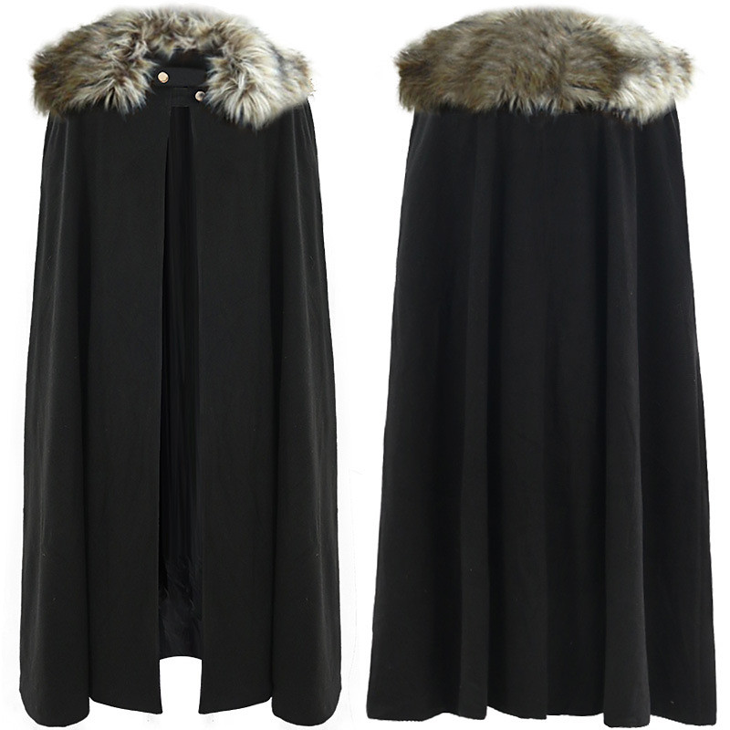 Men's Trench Coat Cloak / Capes Poncho Party Outdoor Winter Polyester Warm Outerwear Clothing Apparel Fashion Streetwear Plain Fur Trim Lapel