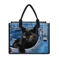 Women's Handbag Tote Canvas Tote Bag Polyester Daily Holiday Print Large Capacity Foldable Lightweight Cat 3D Blue Brown Coffee
