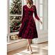 Women's Velvet Dress Christmas Party Dress Cocktail Dress Long Dress Maxi Dress Red Blue Green Long Sleeve Pure Color Ruched Spring Fall Winter V Neck Winter Dress