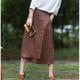 Women's Pencil Long Skirt Linen Skirts Midi Skirts Split Ripped Asymmetric Hem Solid Colored Office / Career Street Summer Linen Cotton And Linen Fashion Streetwear Basic Casual White Blue Brown