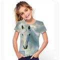 Kids Girls' T shirt girls western tee Short Sleeve Rainbow 3D Print Horse School Daily Outdoor Active Basic 3-12 Years / Summer
