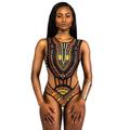 1 pcs Swimwear Bikini Swimsuits African Traditional Women's Graphic Polyester Black White One-piece Swimswuit