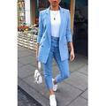 Women's Blazer Solid Color Classic Work Long Sleeve Casual Work Office Open Front Blazer Jacket Cardigan Solid Color with Pockets