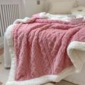 Solid Color Thickened Warm Double Layer Lamb Cashmere Jacquard Blanket Office Nap Blanket Sofa Warmer Super Soft Blankets