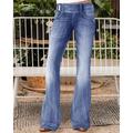 Women's Flare LowRise Jeans Bootcut Full Length Denim Wide Leg Micro-elastic High Waist Fashion Casual Daily Light Blue Black S M