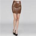 Women's Pencil Bodycon Work Skirts Mini High Waist Skirts Solid Colored Holiday Casual Daily Summer PU Faux Leather Sexy Black Red Brown