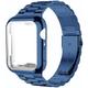 Link Bracelet Smart Watch Band with Case Compatible with Apple iWatch 45mm 44mm 42mm 41mm 40mm 38mm Sreies SE 8 7 6 5 4 3 2 1 for Smartwatch Strap Stainless Steel Buckle Shockproof