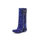 Women's Boots Cowboy Boots Plus Size Fantasy Shoes Party Solid Color Knee High Boots Winter Sequin Chunky Heel Round Toe Fashion Sexy PU Black Pink Blue