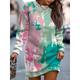 Women's Sweatshirt Dress Winter Dress Graffiti Print Crew Neck Mini Dress Fashion Streetwear Outdoor Daily Long Sleeve Loose Fit Red Navy Blue Blue Fall Winter S M L XL XXL