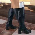 Women's Boots Wide Calf Boots Plus Size Outdoor Work Daily Solid Color Winter Block Heel Chunky Heel Round Toe Elegant Vintage Fashion Faux Leather Zipper Black 3cm Black 5cm