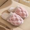 Women's Pink Fuzzy Slippers, Cozy Indoor House Shoes with Knitted Upper and Plush Lining for Winter Comfort