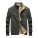 Men's Winter Jacket Winter Coat Jacket Thermal Warm Breathable Daily Going out Zipper Stand Collar Sporty Elegant Jacket Outerwear Solid Color Embroidered Blue Khaki Army Green / Spring / Fall