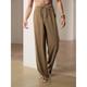 Men's 40% Linen Pants Trousers Baggy Beach Pants Black Brown Elastic Drawstring Design Front Pocket Solid Color Comfort Soft Yoga Daily Fashion Streetwear