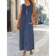 Women's Denim Dress Shift Dress Maxi long Dress Denim Modern Casual Vacation Crew Neck Patchwork Sleeveless Summer Spring 2023 Regular Fit Black Royal Blue Blue Pure Color S M L XL 2XL