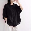 Linen Shirt Long Cotton Top White Cotton Top White Cotton Blouse Women's Black White Yellow Solid Color Button Street Daily Fashion Shirt Collar Cotton Linen Regular Fit M