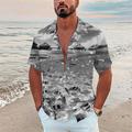 Men's Shirt Summer Hawaiian Shirt Camp Collar Shirt Graphic Shirt Aloha Shirt Scenery Turndown Black Navy Blue Royal Blue Blue Sky Blue 3D Print Outdoor Street Short Sleeve Button-Down Print Clothing