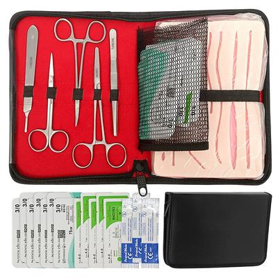 Complete Suture Practice Kit For Suture Training Including Large Silicone Suture Pad With Pre-Cut Wounds And Suture Tool Kit