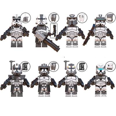 8 Pcs TV and Film Series Clone Cavalry Wolf Group Heavy Mounted Soldier Driver Assembly Building Block Man's Bag for halloween gift