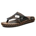 Men's Sandals Slippers Flip-Flops Leather Sandals Flip-Flops Classic Casual Outdoor Daily PU Loafer Black Brown Summer Spring