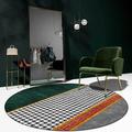 Round Houndstooth Area Rug Floor Decor Non Slip Absorbent Carpet For Entryway Bedroom Living Room Sofa Home Deco