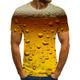 Men's Shirt T shirt Tee Tee Graphic Beer Round Neck Red / White Yellow Red Blue Gold 3D Print Plus Size Daily Going out Short Sleeve Pleated Print Clothing Apparel Streetwear Exaggerated Comfortable