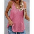 Women's Camisole Tank Top White Pink Blue Color Block Sleeveless Causal Holiday Basic Vacation U Neck Regular Cotton S