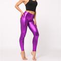 1980s High Waisted Shiny Latex Patent Leggings PU Leather Pencil Pants Disco Women's Carnival Party Pants