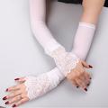 1 Pair Women Sunscreen Arm Sleeve Driving Gloves Summer Sun Protection Driving Gloves Fingerless Wrist Elastic Sleeve Lady Long Gloves