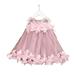 Kids Girls Pink Dresses Pageant Toddler Kids Baby Girl Sleeveless Flower Tulle Petal Party Ball Gown Dresses - Size 110cm