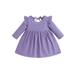 FEORJGP Kids Girl Casual Dress Toddler Solid Color Long Sleeve Mini Dress Round Neck Daily Dress Little Girl Party Dress Princess Dress