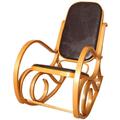 Jamais utilisé] Rocking-chair, fauteuil à bascule M41 imitation bois de chêne, assise en cuir