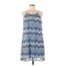 Love Reign Casual Dress - A-Line: Blue Chevron/Herringbone Dresses - Women's Size Medium