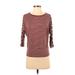 Tahari Long Sleeve T-Shirt: Burgundy Tops - Women's Size X-Small