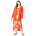 Plus Size Women's Tropical Jacket and Dress Set by Woman Within in Coral Multi Leaf (Size 2X)