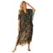 Plus Size Women's Ruffled Ankle-Length Lurex Cover-Up by Swim 365 in Black Gold (Size 18/20)