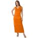 Plus Size Women's Stretch Knit Tiered Maxi Dress by Jessica London in Ultra Orange (Size 22 W) Maxi Length