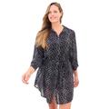 Plus Size Women's Button-Down Cover Up by Swim 365 in Black White Droplet (Size 38/40)