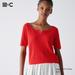 Women's Lace Key Neck Half-Sleeve Short Sweater | Red | XL | UNIQLO US