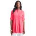 Plus Size Women's Linen Pintuck Button Front Blouse by Jessica London in Vibrant Watermelon (Size 24 W)